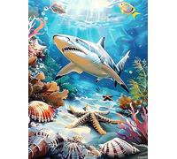 300 Pieces Jigsaw Puzzles for Adults,Family Challenging Puzzle Game,Fun Intellectual Art puzzles for Decompression and Home Decor Underwater Sharks(14.9x10.2 inch)