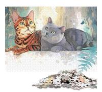 300 Pieces Jigsaw Puzzles for Adults Two Cats in Artistic Harmony Square Jigsaw Puzzles, for Adults And Teenager, Wooden Puzzles Home Art Decor 300pcs (40x28cm)