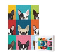 300 Pieces Jigsaw Puzzles Wooden Jigsaw Toy Family Game for Adults Teens,Colorful Boston Terrier Print