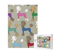 300 Pieces Jigsaw Puzzles Wooden Jigsaw Toy Family Game for Adults Teens,Funny Cartoon Colorful Poodle