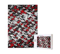 300 Pieces Jigsaw Puzzles Wooden Jigsaw Toy Family Game for Adults Teens,Geometric Explosion Black And Red