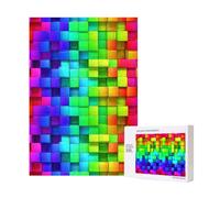 300 Pieces Jigsaw Puzzles Wooden Jigsaw Toy Family Game for Adults Teens,Rainbow Color Plaid