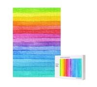 300 Pieces Jigsaw Puzzles Wooden Jigsaw Toy Family Game for Adults Teens,Watercolor Paint Bright Colors Line Artwork
