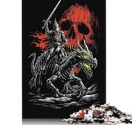 300 Pieces Knight on A Fiery Beast Jigsaw Square Puzzle for Adults Wooden Puzzles Unique Challenge Games 300pcs (40x28cm)