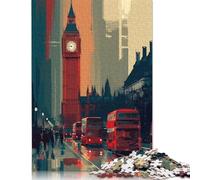 300 Pieces London Buses at Dusk Square Jigsaw Puzzles for Adults And Wooden Puzzles Children Puzzles 300pcs (40x28cm)