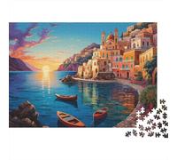 300 Pieces Mini Jigsaw Puzzle Coastal Sunset for Adults | 40x28cm Cardboard, Living Room Decor, Durable Structure, Birthday Gift, Mind Relaxation
