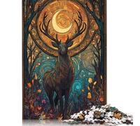 300 Pieces Mystic Stag in Enchanted Forest Creative Square Jigsaw Puzzles for Adults And Wooden Puzzles Challenging Game 300pcs (40x28cm)