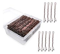 300 Pieces Of One-Word Hairpins, 5Cm Lengthened Specifications, With Its Own Storage Box, Strong Fixation Of Broken Hair, Female Hairstyle Styling Tools (Gold, Coffee Color).