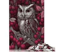 300 Pieces Owl Among Berries Creative Square Wooden Jigsaw Puzzles for Adults Educational Game Challenge Toy 300pcs (40x28cm)