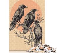 300 Pieces Raven Trio Perched Creative Square Jigsaw Puzzles for Adults & Wooden Puzzles Challenging Game 300pcs (40x28cm)