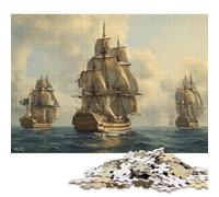 300 Pieces Three Majestic Sailing Ships at Sea for Adults Difficult Jigsaw Wooden Puzzle for Adults Christmas Eve Gifts 300pcs (40x28cm)