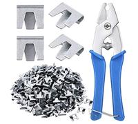 300 Pieces Wire Cage Clips with 1 Piece Wire Cage Buckle Snap Plier for Rabbit Chicken Pet Dog Cat Coop(Silver, Blue)