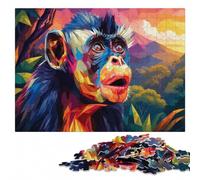 300 Pieces Wooden Jigsaw Puzzle for Adults, Colorful Monkey Portrait | A hands-on home pastime: a clear section-by-section approach alone or together.