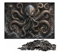 300 Pieces Wooden Jigsaw Puzzle for Adults, Cthulhu Kraken Monster God | Visual matching and sorting - easier piece organisation on weekends.
