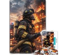 300 Pieces Wooden Jigsaw Puzzle for Adults, Firefighter Building Fire Scene | Adult Puzzle - shared home puzzle activity on quiet evenings.