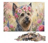 300 Pieces Wooden Jigsaw Puzzle for Adults, Flower Yorkshire Terrier | For gifting: Adult Jigsaw Puzzle: birthday gift for jigsaw fans, indoor weekend activity.