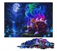300 Pieces Wooden Jigsaw Puzzle for Adults, Fox Spirits in a Floral Glade | Adult Jigsaw Puzzle: structured assembly from border to image details during indoor leisure.