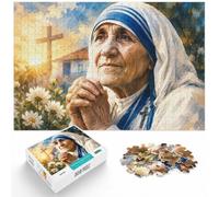 300 Pieces Wooden Jigsaw Puzzle for Adults, Mother Teresa Praying Flowers | Jigsaw Puzzle Gift: clear printed details for easier visual matching on weekends.