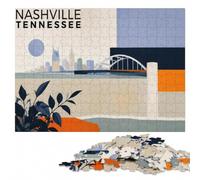 300 Pieces Wooden Jigsaw Puzzle for Adults, Nashville Tennessee Poster | Thoughtful Christmas gift for adults: home hobby for puzzle fans at your own pace.