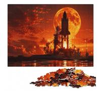 300 Pieces Wooden Jigsaw Puzzle for Adults, Space Shuttle Launch Silhouette | For home use: Jigsaw Puzzle for Adults: year-end puzzle gift for adults, indoor weekend activity.