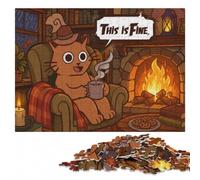 300 Pieces Wooden Jigsaw Puzzle for Adults, This is Fine Cat Stained Glass | Festive puzzle present with indoor weekend activity in spare time.