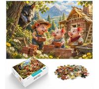 300 Pieces Wooden Jigsaw Puzzle for Adults, Three Little Pigs Brick House | A focused indoor hobby: steady puzzle progress alone or together.