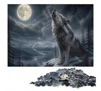 300 Pieces Wooden Jigsaw Puzzle for Adults, Wolf Howling at the Moon | Gift for adults who enjoy detailed hobbies: hands-on indoor leisure at your own pace.