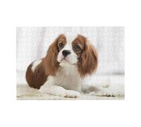 300 PiecesCavalier King Charles Spaniel Brown Spaniel Puzzles for Adults-Wooden Jigsaw Puzzle for Adults Elderly