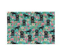 300 PiecesCockapoo Floral Black Cockapoo Dogs And Florals Dog Puzzles for Adults-Wooden Jigsaw Puzzle for Adults Elderly