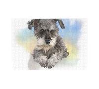 300 PiecesCute Mini Schnauzer Print Puzzles for Adults-Wooden Jigsaw Puzzle for Adults Elderly