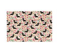 300 PiecesDachshunds Cute Floral Doxie Dog Puzzles for Adults-Wooden Jigsaw Puzzle for Adults Elderly