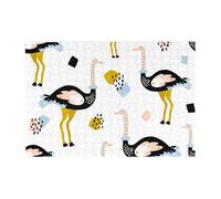 300 PiecesPattern With Ostrich And Hand Drawn Puzzles for Adults-Wooden Jigsaw Puzzle for Adults Elderly