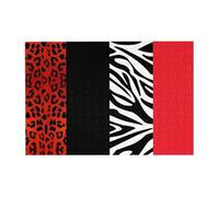 300 PiecesRed Leopard And Zebra Animal Puzzles for Adults-Wooden Jigsaw Puzzle for Adults Elderly