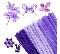300 pk Pipe Cleaners for Craft 30mm Long Crafting Pipe Cleaners 3 purple Chenille Stems Chenille Wire Flexible Pipecleaners for DIY Craft For Kids