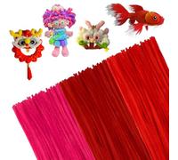 300 pk Pipe Cleaners for Craft 30mm Long Crafting Pipe Cleaners 3 red Chenille Stems Chenille Wire Flexible Pipecleaners for DIY Craft For Kids