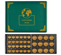 300 Pockets Coin Collection Album Holder Book for Collectors, 300 Pockets Coin Collecting Storage Albums for 20/25/ 27/30/ 38mm Coins- Green