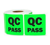 300 QC Pass Stickers, 2 x 2 Inch QC Passed Stickers Inventory Quality Control Stickers QC Inspection Labels Maintenance Warehouse Management Organization Labels - 1 Roll of 300 QC Labels
