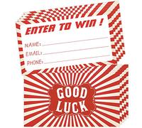 300 Raffle Tickets Enter to Win Cards - 3.5”x2” Entry Form Cards for Contest, Raffles, Fairs, Ballot Box, 50/50, Raffle Drum with Space for Name, Email Address and Phone Number Fields - Red Style