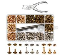 300 Sets 3 Sizes Leather Rivets KAKOO Double Cap Rivet Buttons Press Studs with Pliers and 3 Pieces Fixing Set Tools for Rivets Replacement DIY Craft Repairing Decoration (Leather Rivets)