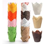 300 Sheet Tulip Cup Cake Cases for Baking, Colorful Muffin Paper Cases Greaseproof Parchment Baking Cups Cupcake Liners Tulip Muffin Wrapper for Wedding, Christmas Parties, 11 Colours