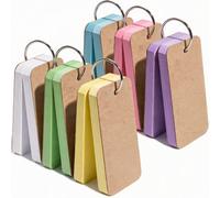 300 Sheets Coloured Index Cards with Metal Ring 3.5*2in for DIY Study Cards