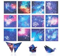 300 sheets Square Space Origami Paper Double Sided Starry Night Scrapbook Paper 12 Zodiac Signs and Galaxy Outer Space Patterns 2.72x2.72 inch Square Sheet for Crafts and DIY Project
