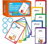 300 Sight Words Flashcards, 150PCS Double-sided Erasable Reusable Cards Dolch & Fry Word lists Montessori Toy for Kindergarten Preschool Toddlers 3 4 5 Years Old (5 Plastic Rings Attached)