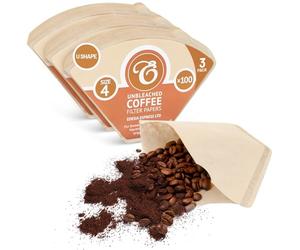 300 Size 4 Coffee Filter Paper Cones, Unbleached by EDESIA ESPRESS