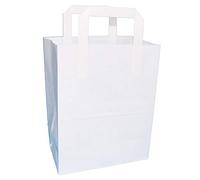 300 White"Medium" SOS Takeaway Paper Carrier Bags 215x255x115mm - Choose Your Size and Quantity