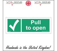 (300 x 100mm - 12 x 4, Sticker / Sav - White Background) FS087 Pull To Open Door Plaque SIGN bar handle automatic button workplace