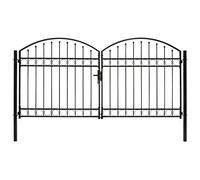 (300 x 125 cm) vidaXL Fence Gate Double Door with Arched Top Steel Black Barrier Multi Sizes