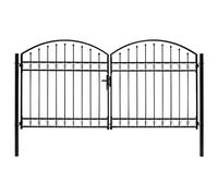 (300 x 150 cm) vidaXL Fence Gate Double Door with Arched Top Steel Black Barrier Multi Sizes