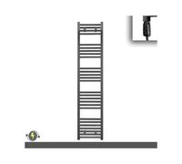 (300 x 1600 (BTU: 1966), With GT Thermostatic Element) 300mm Wide Anthracite Grey Electric Towel Rail With Thermostatic Element