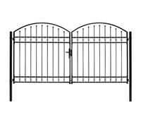 (300 x 175 cm) vidaXL Fence Gate Double Door with Arched Top Steel Black Barrier Multi Sizes